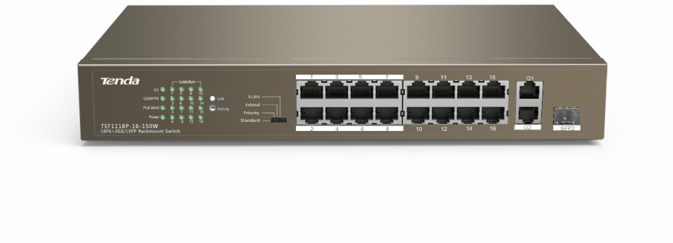 Tenda TEG1118P-16-250W 16 Port 10/100/1000 Mbps Gigabit Switch