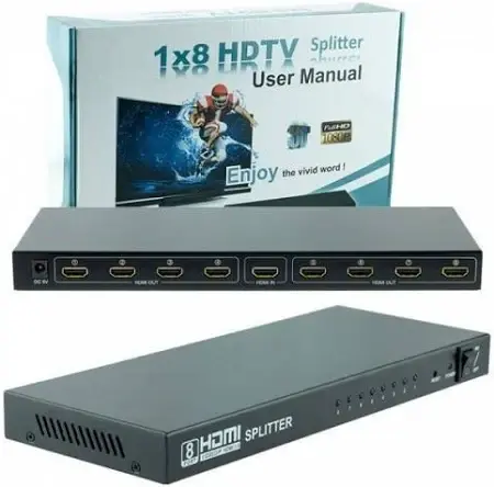 HD1 x 8 Full HD 1080P HDMI Splitter Switch, 3D & 4K x 2K