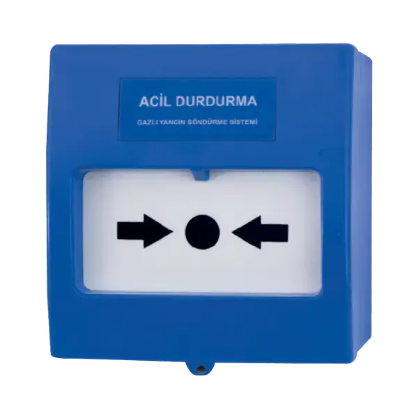 Teknim TFB-3165B Acil Durdurma Butonu, Gazlı Yangın Söndürme Sistemleri İçin, Mavi