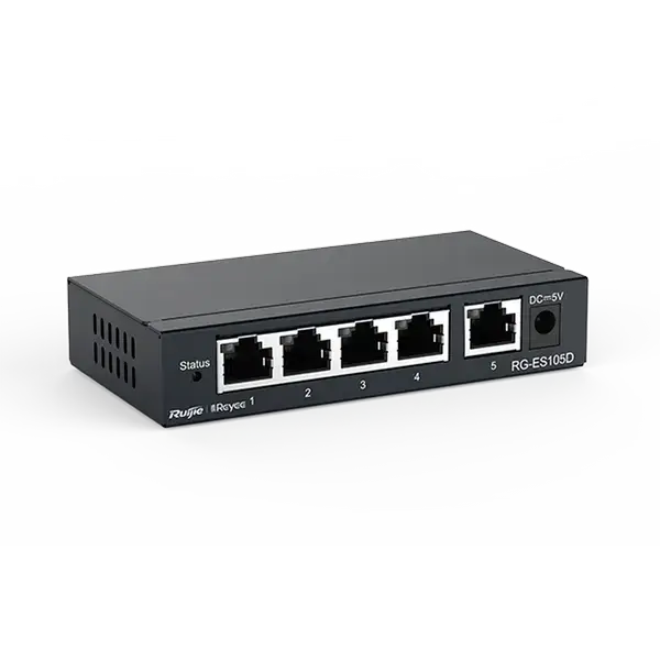 Reyee RG-ES105D 5 Portlu, 10/100 Fast Ethernet, Tak Çalıştır Switch, Metal Kasa