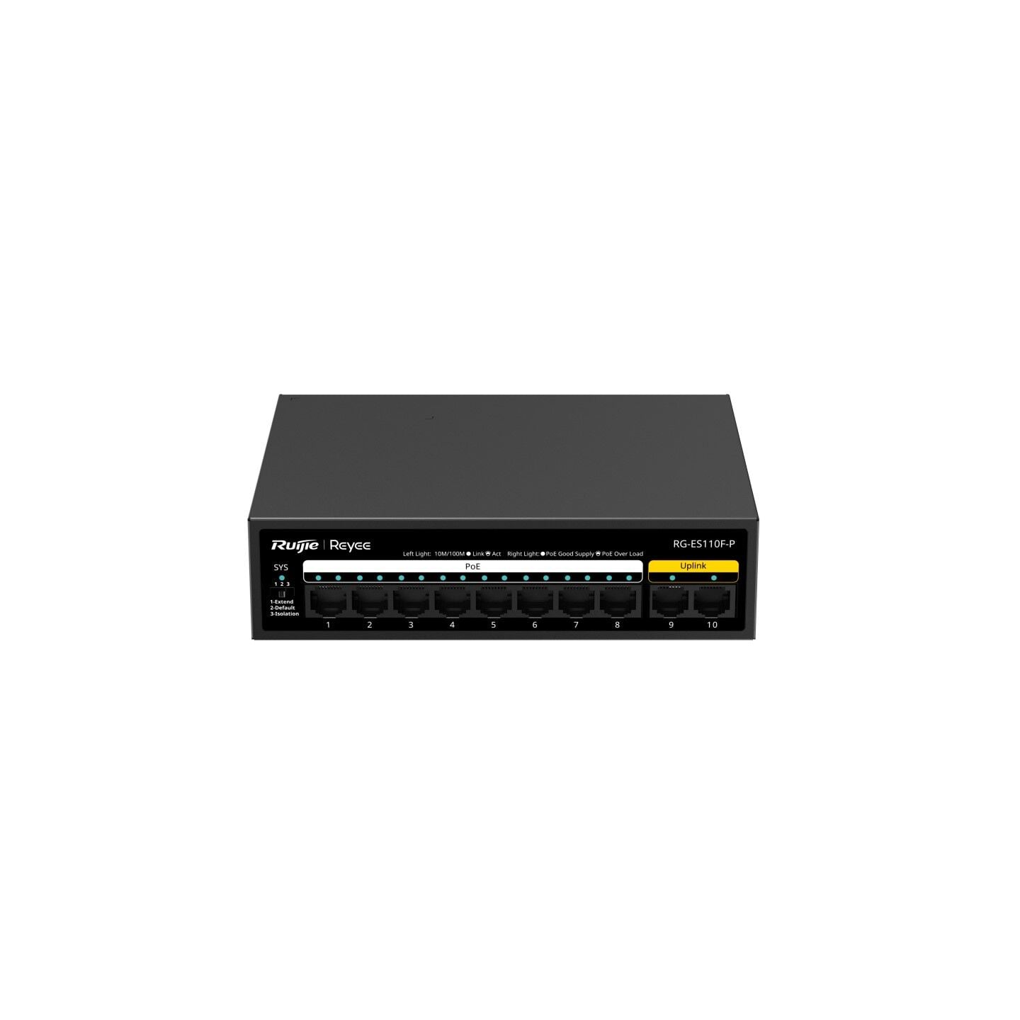 RG-ES110FG-P, 2-Portlu Gigabit ile 8-Portlu 10/100 Mbps Yönetilmeyen PoE Anahtarı