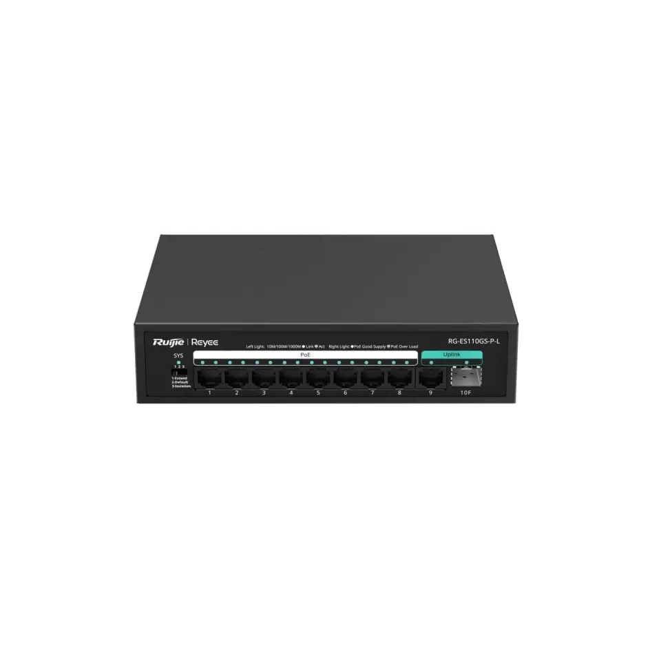 Ruijie Reyee RG-ES110GS-P-L 10 Port 10/100/1000 Mbps Gigabit PoE Switch
