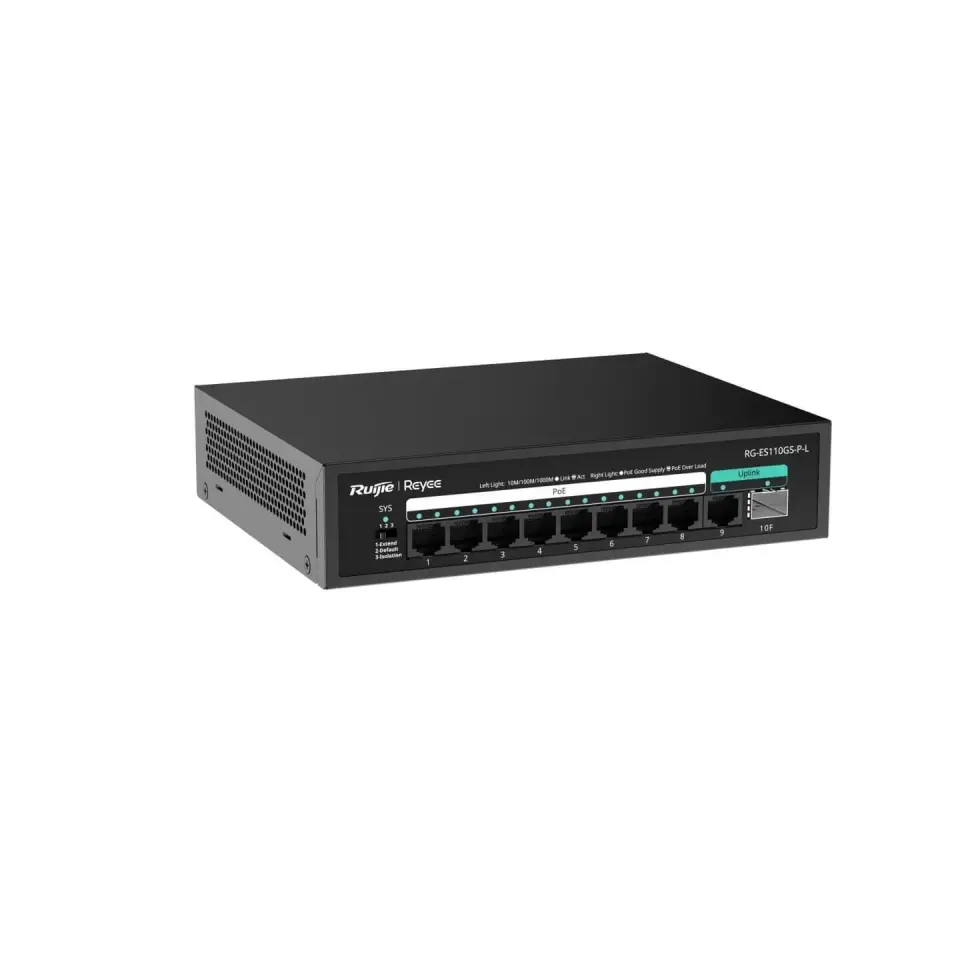 Ruijie Reyee RG-ES110GS-P-L 10 Port 10/100/1000 Mbps Gigabit PoE Switch
