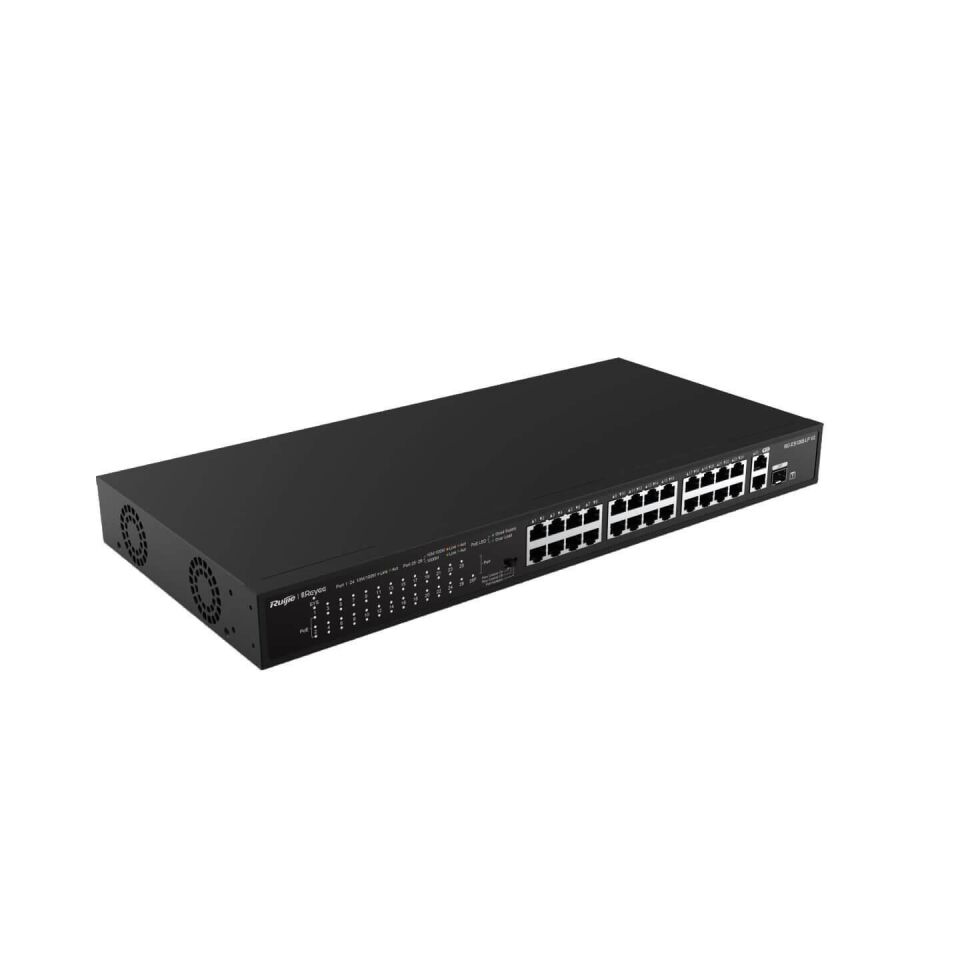 Reyee RG-ES126S-P V2 24 Port 370W 2xGigabit Uplink, 1xSfp Yönetilemez Poe Switch