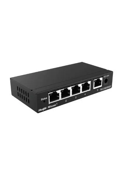 Ruijie Reyee RG-ES205GC-P , 5 Port Gigabit , 4 Port POE (54W) , Cloud Yönetilebilir , Switch