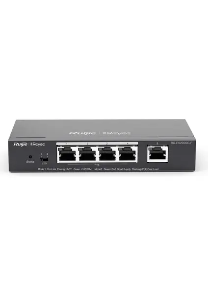 Ruijie Reyee RG-ES205GC-P , 5 Port Gigabit , 4 Port POE (54W) , Cloud Yönetilebilir , Switch
