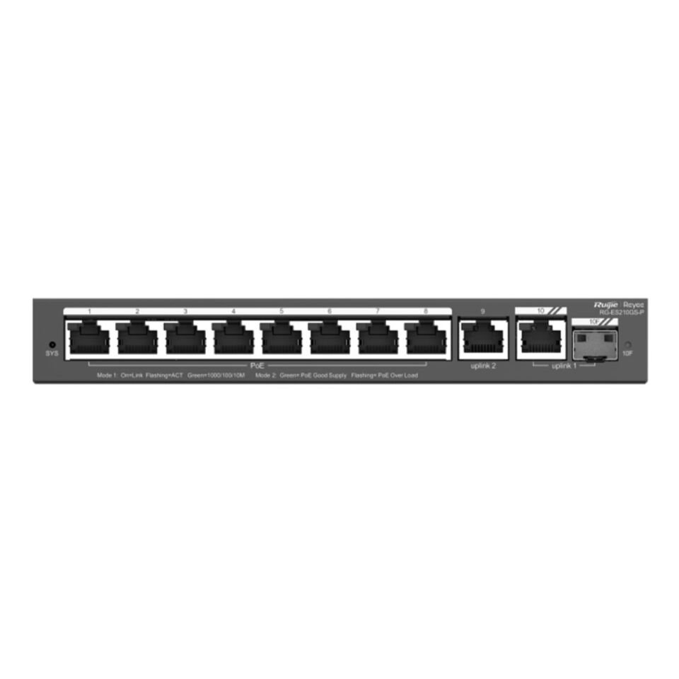 RUIJIE REYEE RG-ES210GS-P 8GE Port 120W Poe+,2GE Uplink,1GE SFP Combo Yönetilen