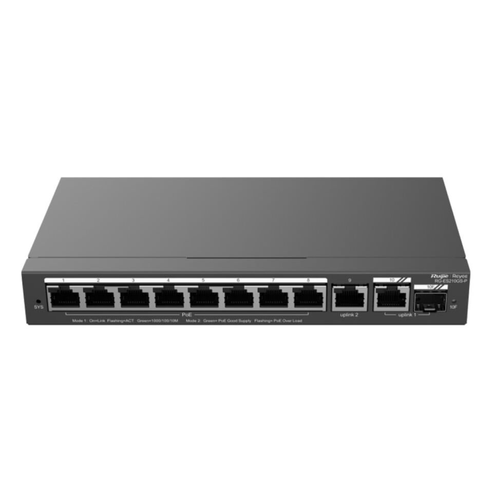 RUIJIE REYEE RG-ES210GS-P 8GE Port 120W Poe+,2GE Uplink,1GE SFP Combo Yönetilen
