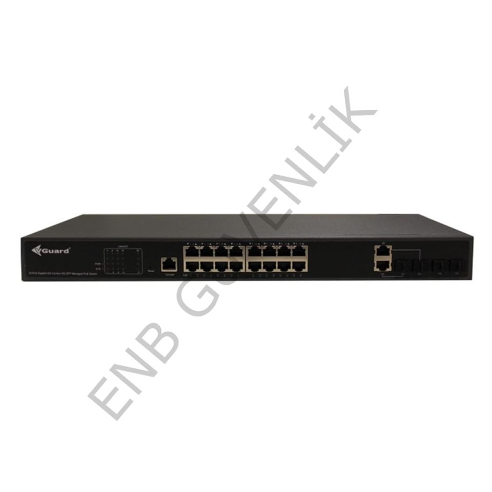 VGuard VG-SW2016PM-250 16 Port Poe 2 Port Uplink SFP Yönetilebilir PoE Switch