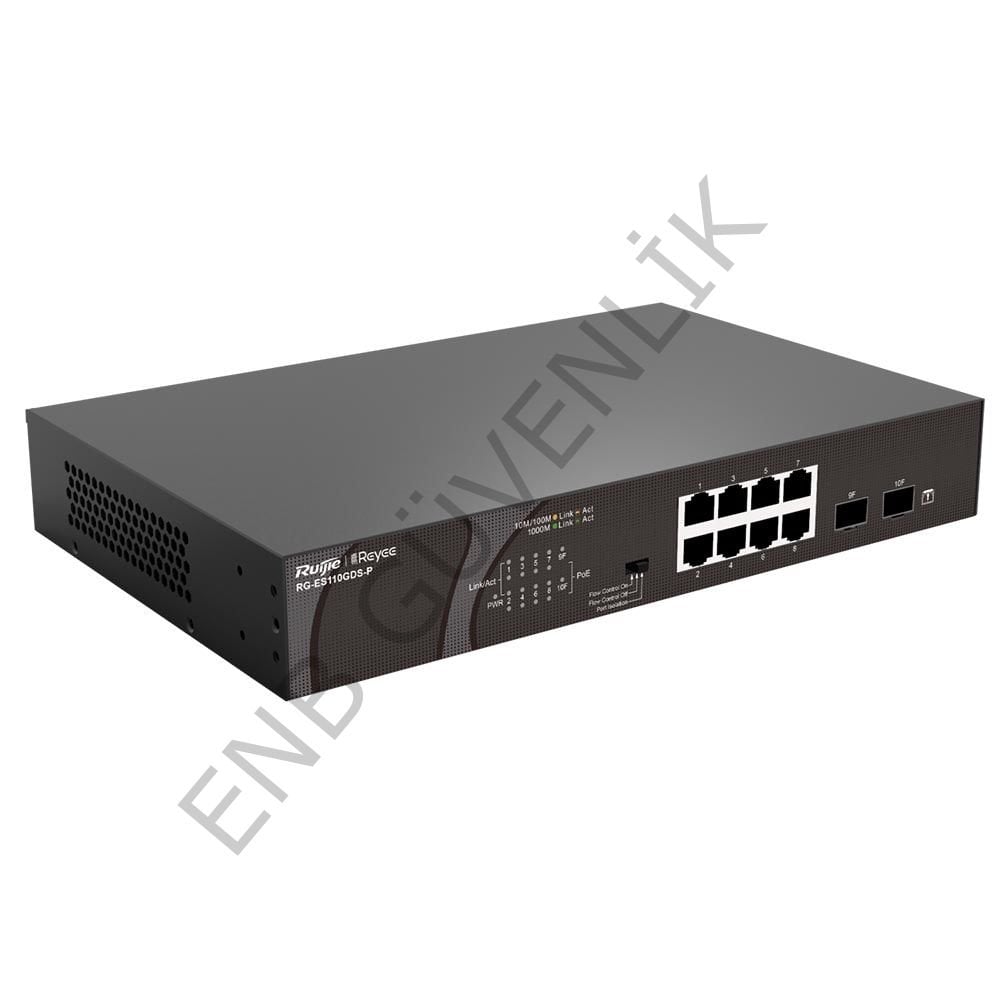 RUIJIE RG-ES110GDS-P, 10 bağlantı noktalı 10/100/1000Mbps Yönetilmeyen PoE Anahtarı