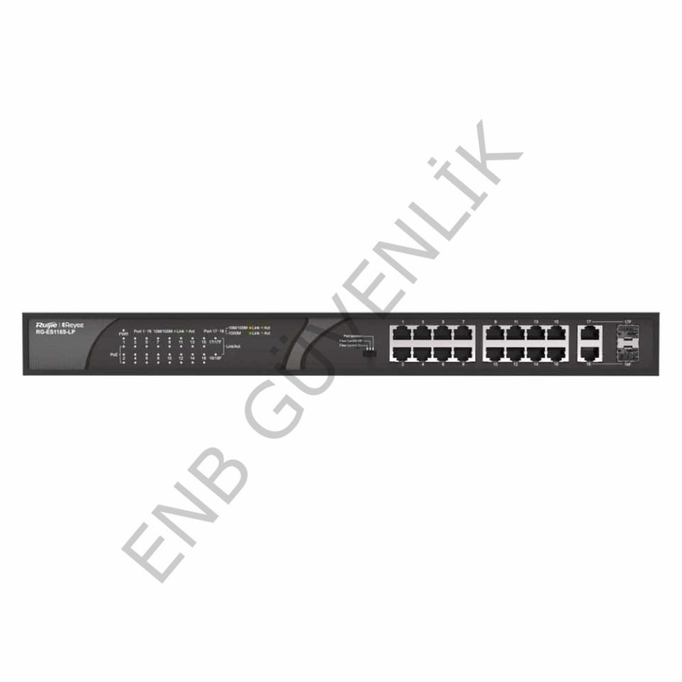 RUIJIE RG-ES118S-LP, 16-Portlu 10/100Mbps Masaüstü Yönetilmeyen Anahtar