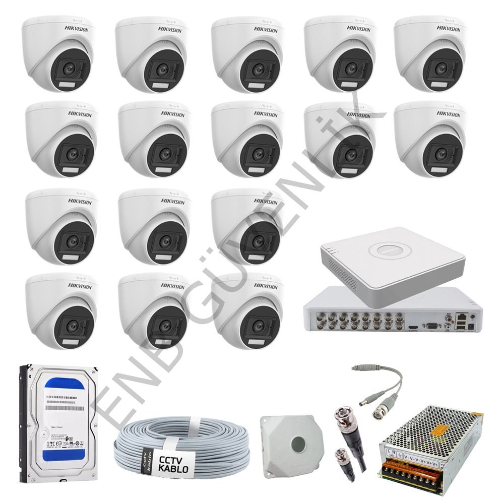 Hikvision 16 Kameralı Smart Hybrid Color İç Ortam Güvenlik Kamera Seti