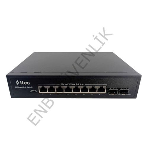 Ttec 10120P-2SFP / AC100-240V / 120W / SFP 8 Lİ POE SWİTCH