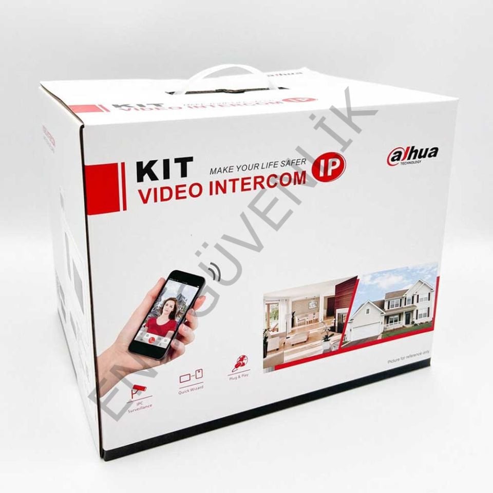 Dahua KTP02 Kablolu (Cat6) 7 Tft Ekran ve Kapı Paneli + 4 Port Switch Siyah Ip Villa Interkom Set